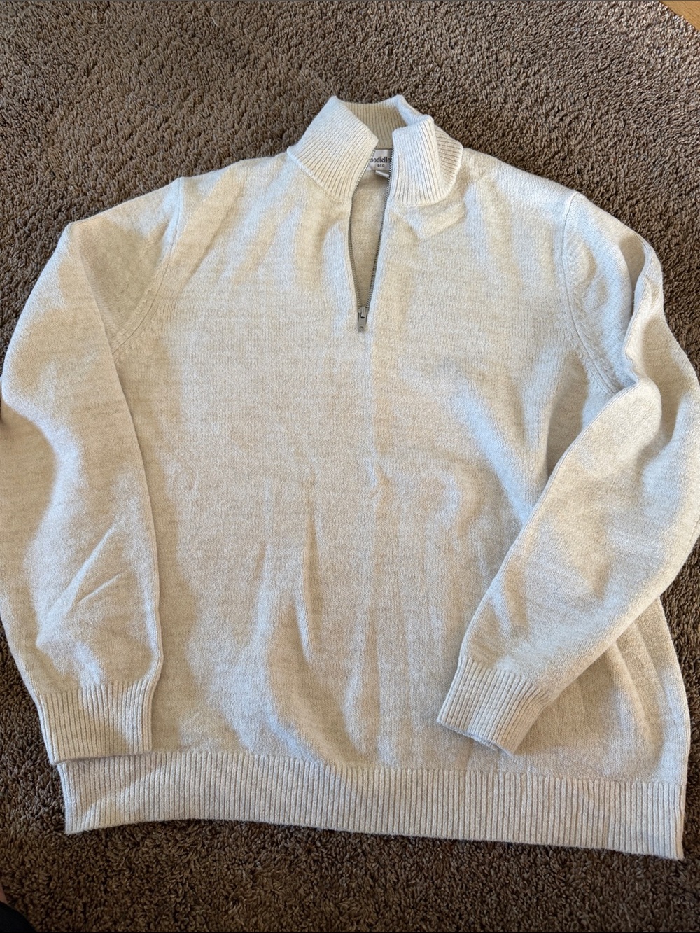 Men's Zip-Front Sweater Pullover - Cream